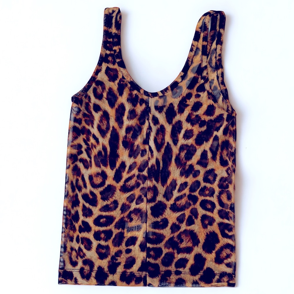JLUXLABEL sheer tank top in animal print